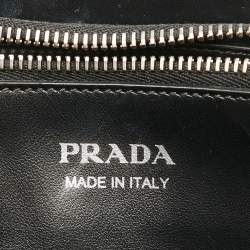 Pre Owned Prada Black Leather Small Monochrome Tote