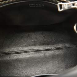Pre Owned Prada Black Leather Small Monochrome Tote