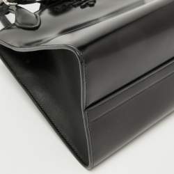 Pre Owned Prada Black Leather Small Monochrome Tote