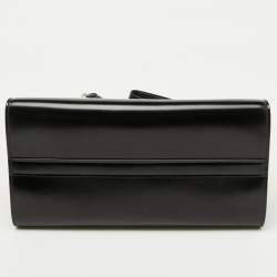 Pre Owned Prada Black Leather Small Monochrome Tote