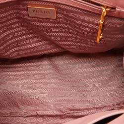 Pre Owned Prada Light Pink Leather Medium Galleria Double Zip Tote