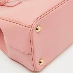 Pre Owned Prada Light Pink Leather Medium Galleria Double Zip Tote