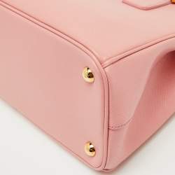 Pre Owned Prada Light Pink Leather Medium Galleria Double Zip Tote