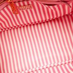 Pre Owned Prada Light Pink Canvas Logo Small Canapa Tote