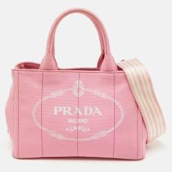 Prada Light Pink Canvas Logo Small Canapa Tote