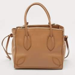Pre Owned Prada Brown Leather City Sport Twin Tote