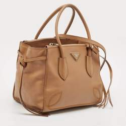 Pre Owned Prada Brown Leather City Sport Twin Tote