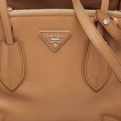 Pre Owned Prada Brown Leather City Sport Twin Tote