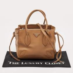 Pre Owned Prada Brown Leather City Sport Twin Tote