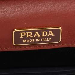 Pre Owned Prada Brick Red/Black Leather Astrology Celestial Cahier Crossbody Bag