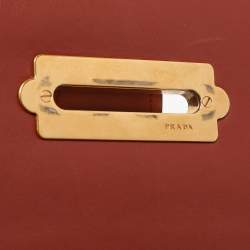 Pre Owned Prada Brick Red/Black Leather Astrology Celestial Cahier Crossbody Bag