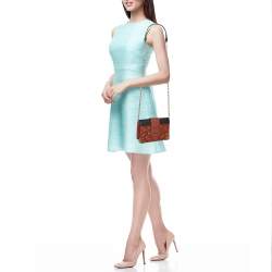 Pre Owned Prada Brick Red/Black Leather Astrology Celestial Cahier Crossbody Bag