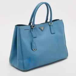Prada Light Blue Saffiano Lux Leather Large Gardener's Tote
