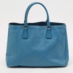 Prada Light Blue Saffiano Lux Leather Large Gardener's Tote