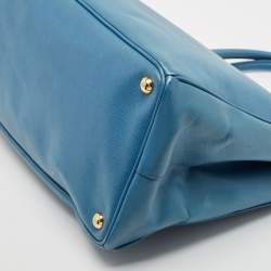 Prada Light Blue Saffiano Lux Leather Large Gardener's Tote