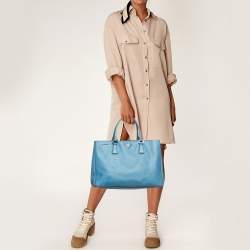 Prada Light Blue Saffiano Lux Leather Large Gardener's Tote