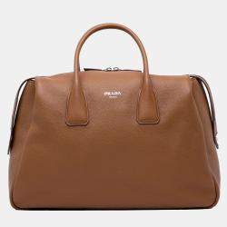 Prada Brown Vitello Daino Travel Bag