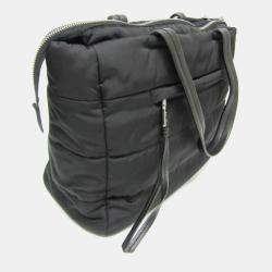 Prada Tessuto Black Nylon Bomber Tote Bag 
