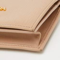 Prada Beige Leather Logo Card Case