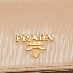 Prada Beige Leather Logo Card Case