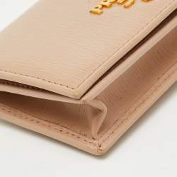Prada Beige Leather Logo Card Case