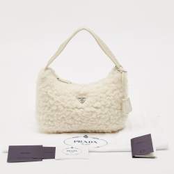 Prada White Wool Re-Edition 2000 Shoulder Bag