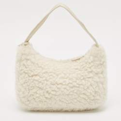 Prada White Wool Re-Edition 2000 Shoulder Bag
