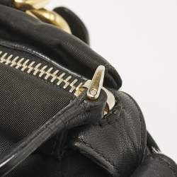Prada Black Tessuto Nylon and Leather Satchel