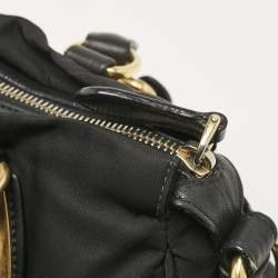Prada Black Tessuto Nylon and Leather Satchel
