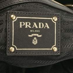 Prada Black Tessuto Nylon and Leather Satchel