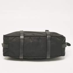Prada Black Tessuto Nylon and Leather Satchel