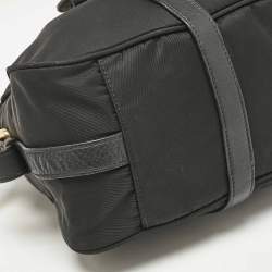 Prada Black Tessuto Nylon and Leather Satchel