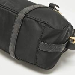 Prada Black Tessuto Nylon and Leather Satchel