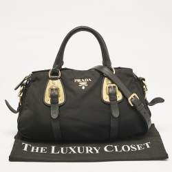 Prada Black Tessuto Nylon and Leather Satchel