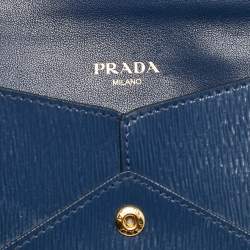 Prada Navy Blue Saffiano Move Leather Envelope Pouch
