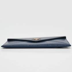 Prada Navy Blue Saffiano Move Leather Envelope Pouch