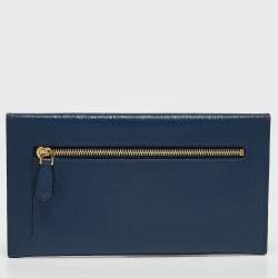 Prada Navy Blue Saffiano Move Leather Envelope Pouch