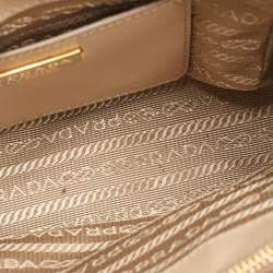 Prada Beige Saffiano Leather Micro Galleria Tote