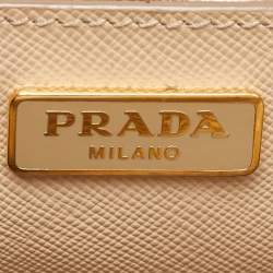 Prada Beige Saffiano Leather Micro Galleria Tote