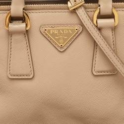 Prada Beige Saffiano Leather Micro Galleria Tote