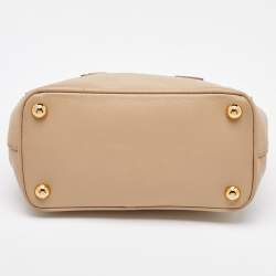 Prada Beige Saffiano Leather Micro Galleria Tote