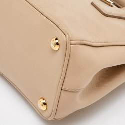 Prada Beige Saffiano Leather Micro Galleria Tote