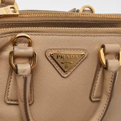 Prada Beige Saffiano Leather Micro Galleria Tote