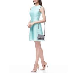 Pre Owned Prada Silver Saffiano Lux Leather Mini Flap Crossbody Bag