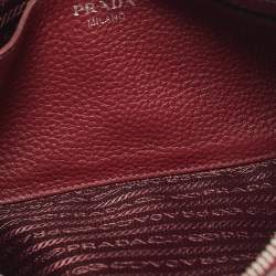 Pre Owned Prada Burgundy Leather Triangle Logo Crossbody Bag