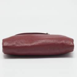 Pre Owned Prada Burgundy Leather Triangle Logo Crossbody Bag