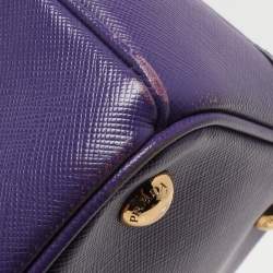 Prada Purple Saffiano Lux Leather Medium Double Zip Tote