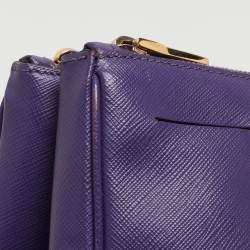 Prada Purple Saffiano Lux Leather Medium Double Zip Tote