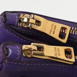 Prada Purple Saffiano Lux Leather Medium Double Zip Tote