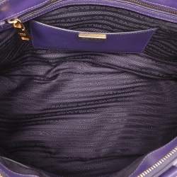 Prada Purple Saffiano Lux Leather Medium Double Zip Tote